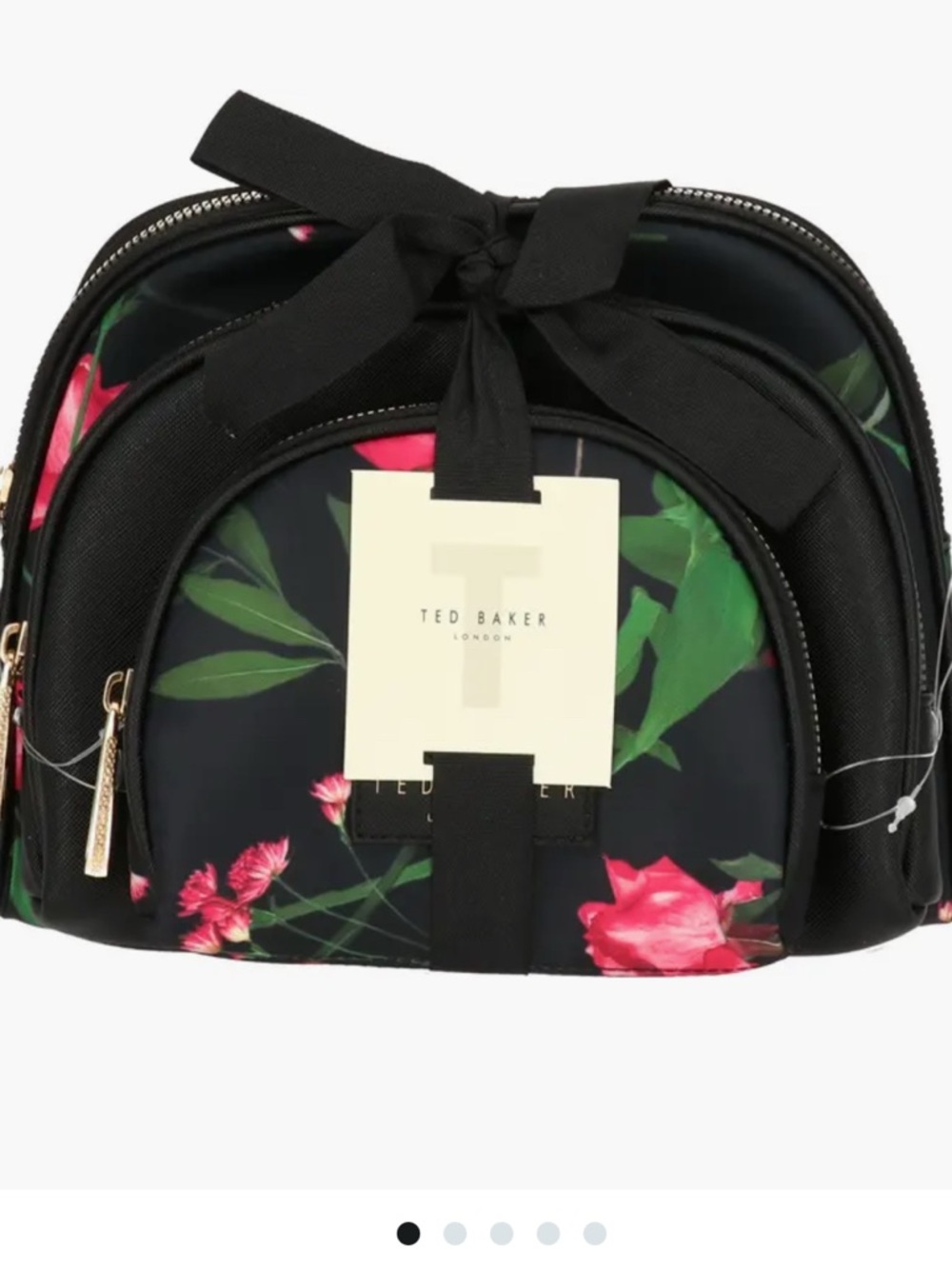 Ted Baker NWT 3 Piece Cosmetic Bags Pouch Set Black Floral $75 Retail - Picture 3 of 11